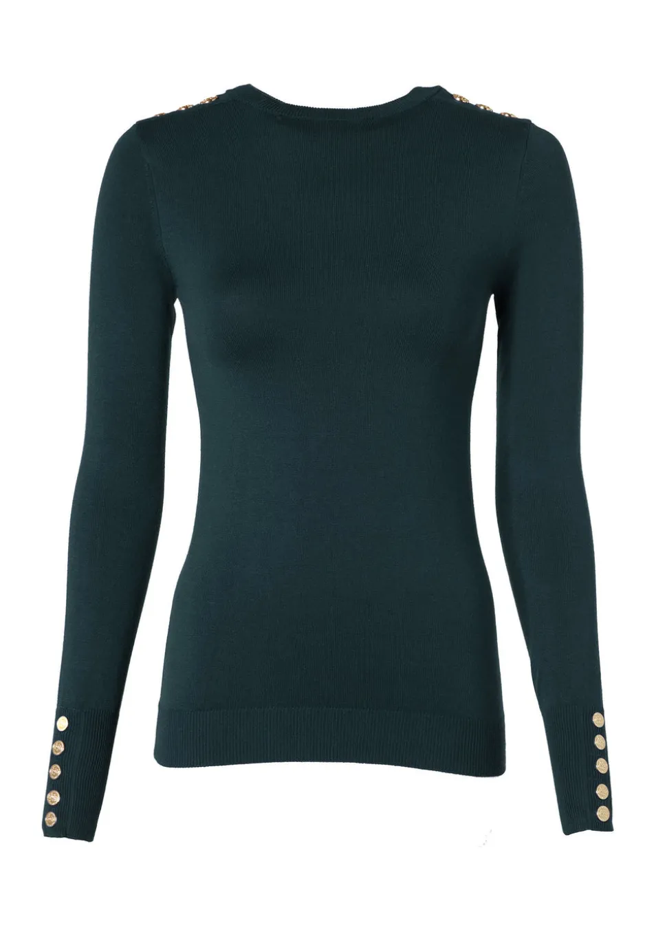 Buttoned Knit Crew Neck