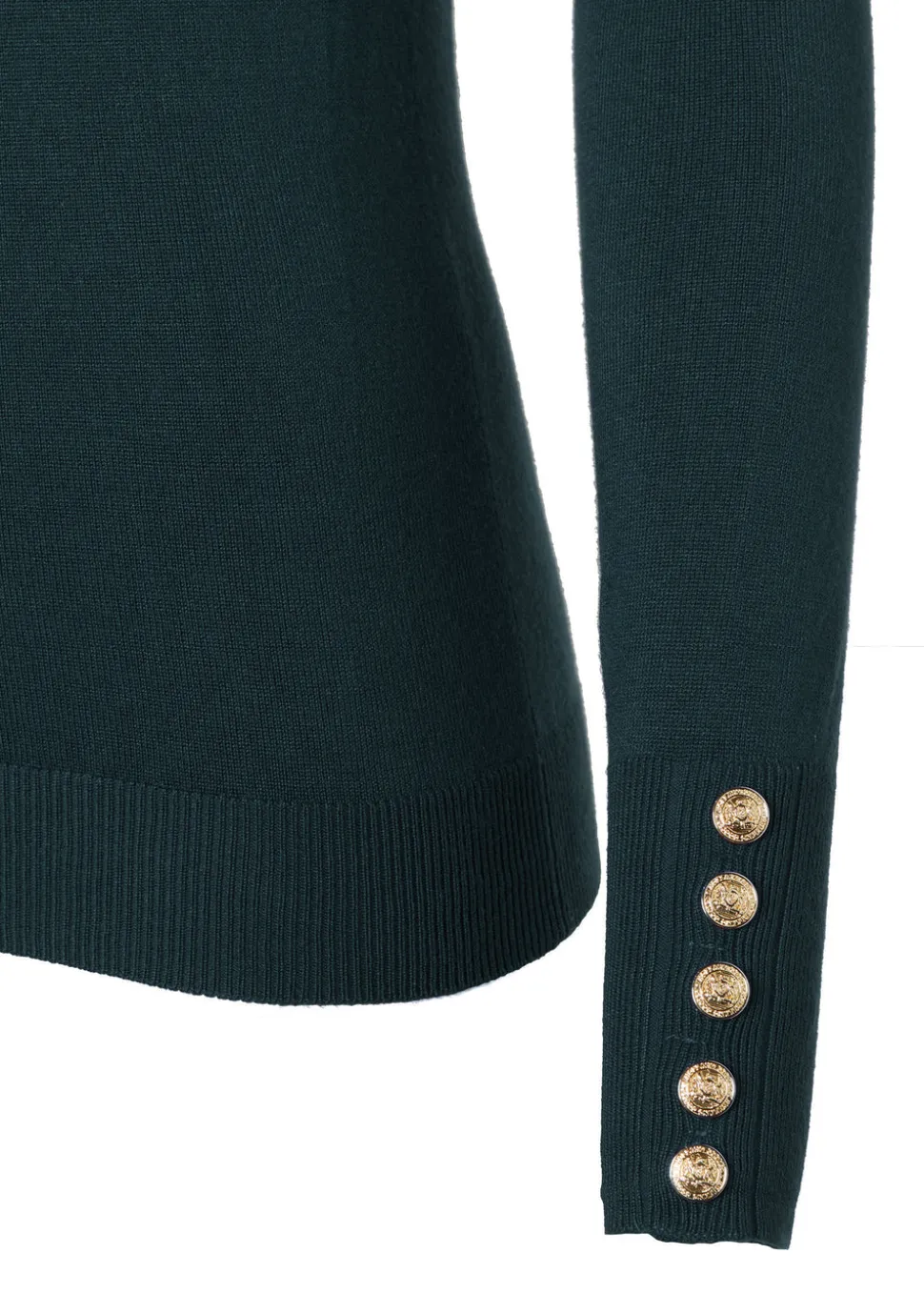 Buttoned Knit Crew Neck
