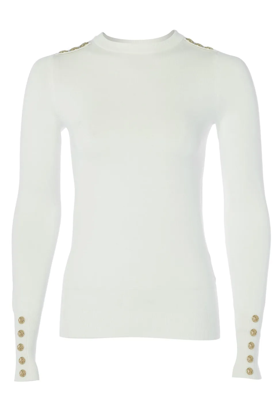 Buttoned Knit Crew Neck