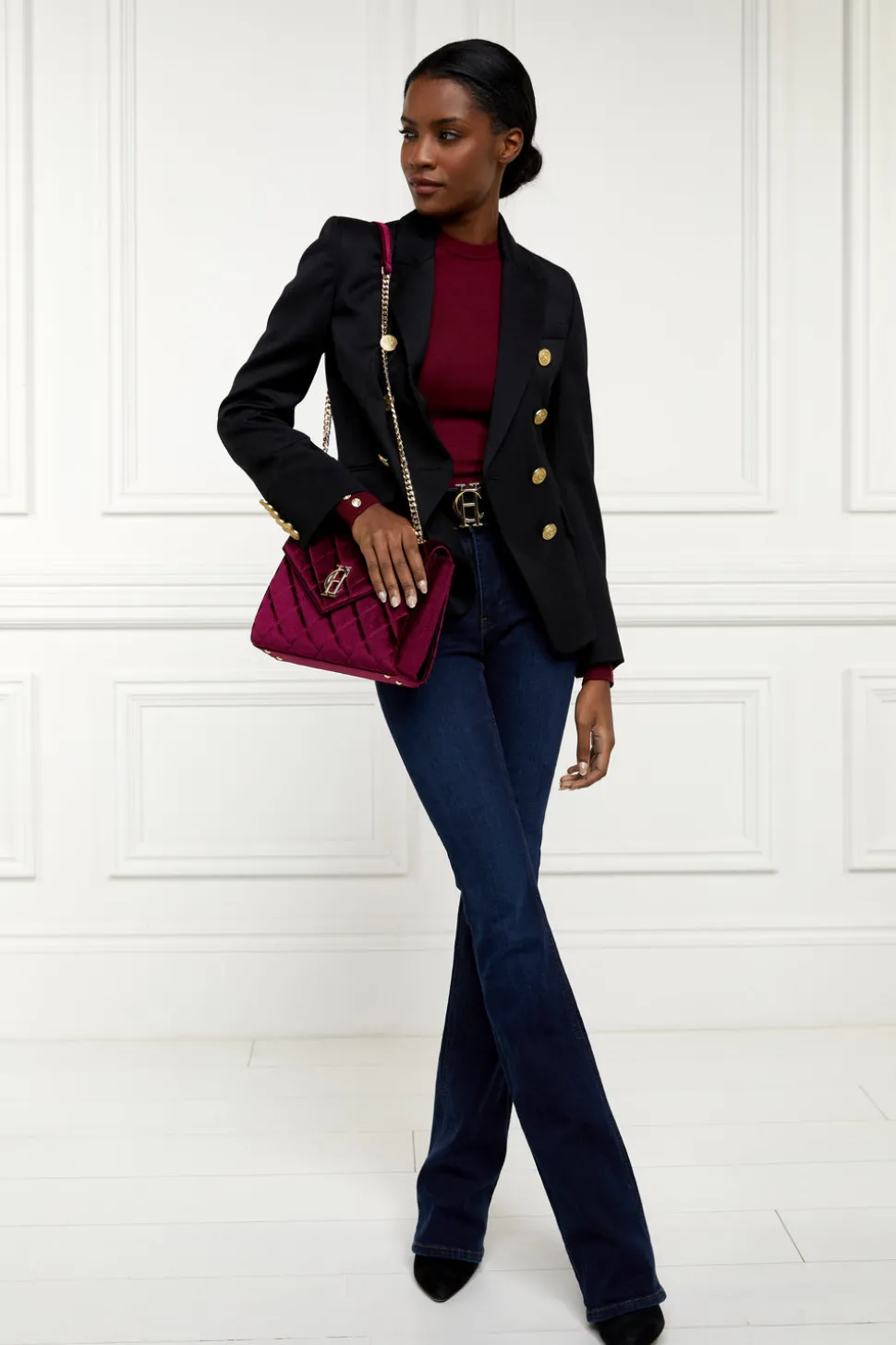 Buttoned Knit Crew Neck
