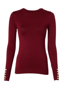 Buttoned Knit Crew Neck