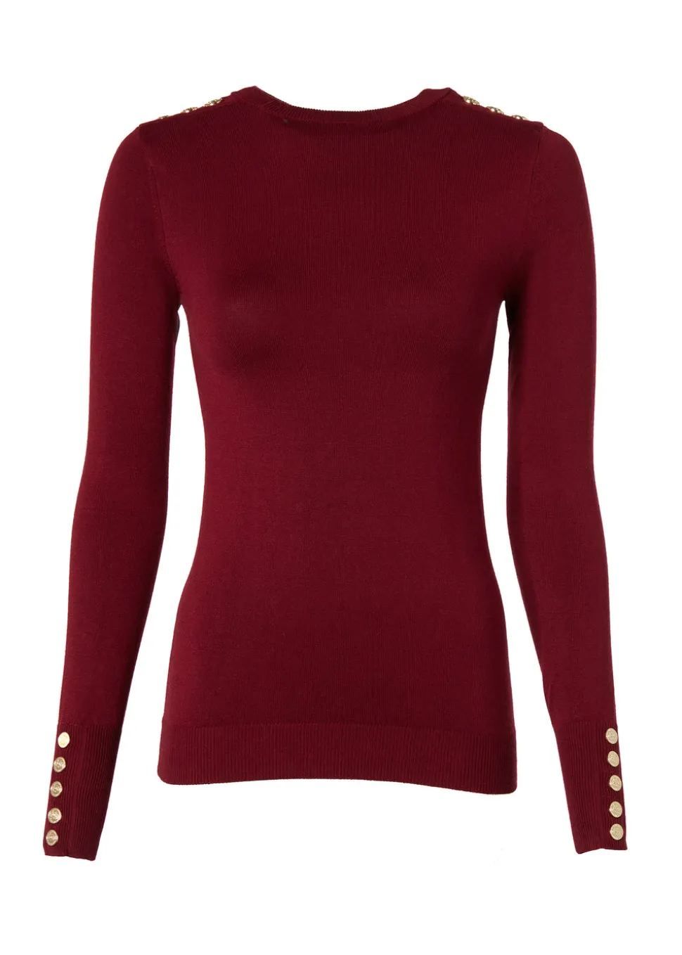 Buttoned Knit Crew Neck