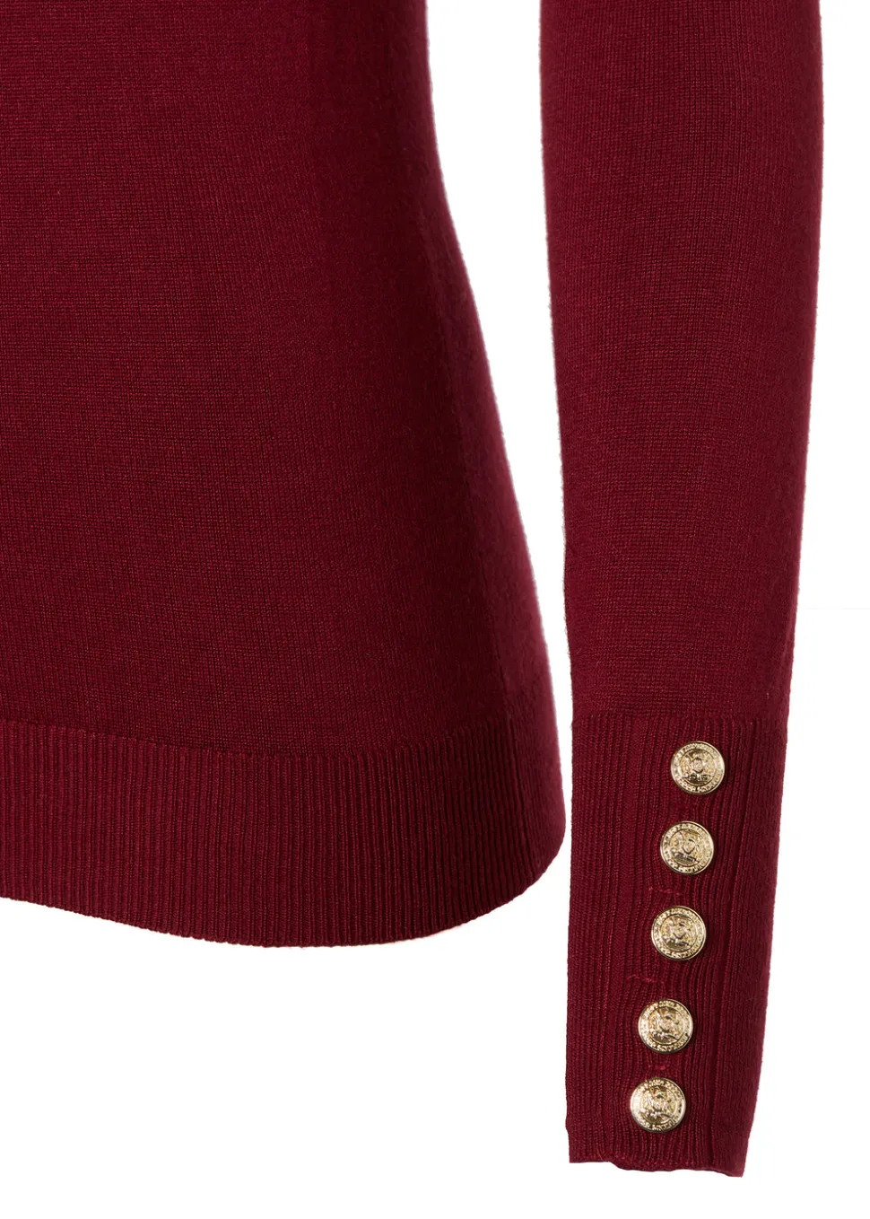 Buttoned Knit Crew Neck
