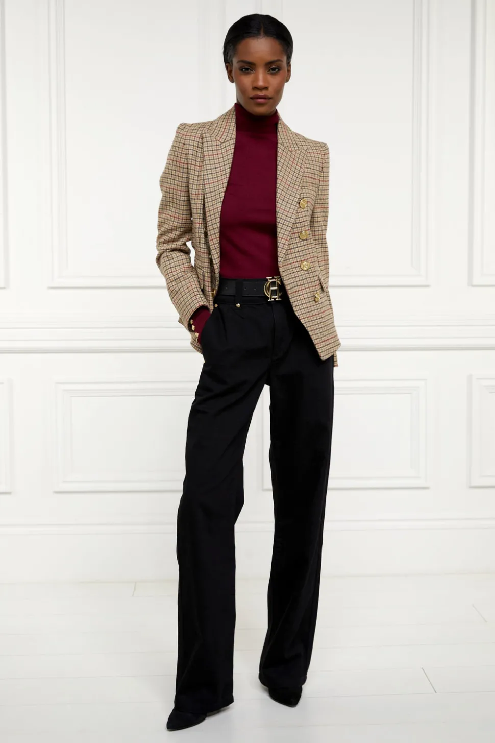 Buttoned Knit Roll Neck