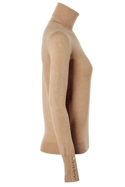 Buttoned Knit Roll Neck