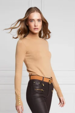 Buttoned Knit Roll Neck