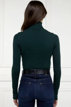 Buttoned Knit Roll Neck
