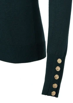 Buttoned Knit Roll Neck