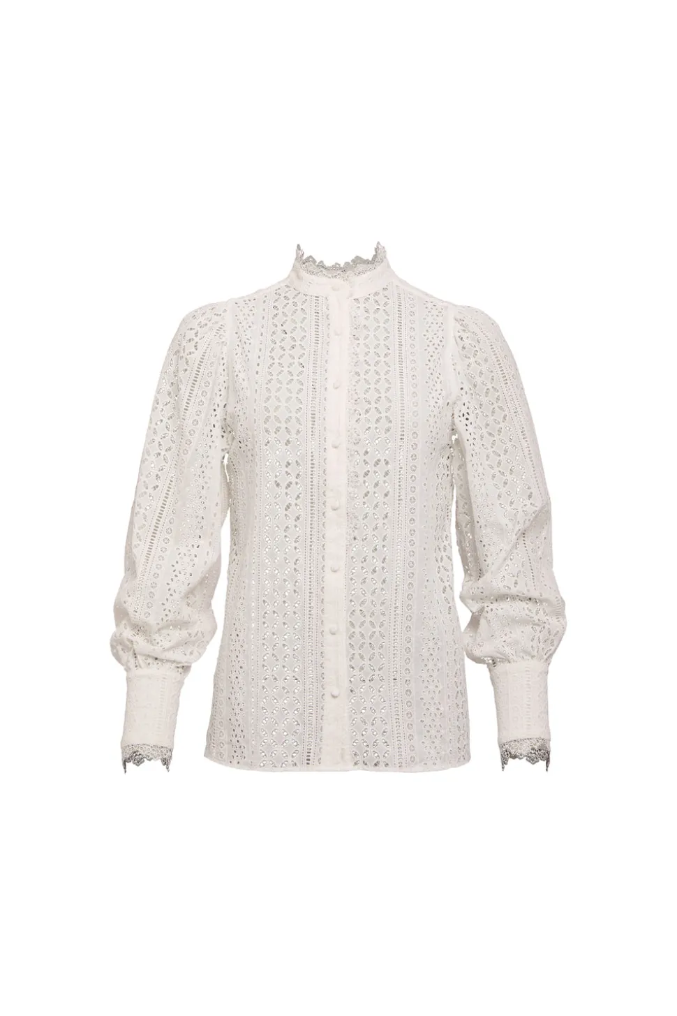 Collarless Broderie Shirt
