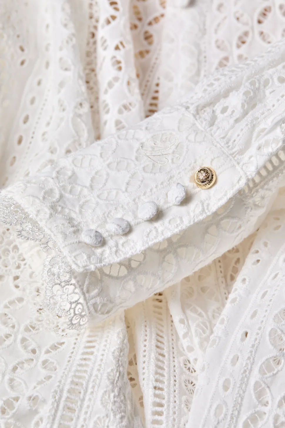 Collarless Broderie Shirt