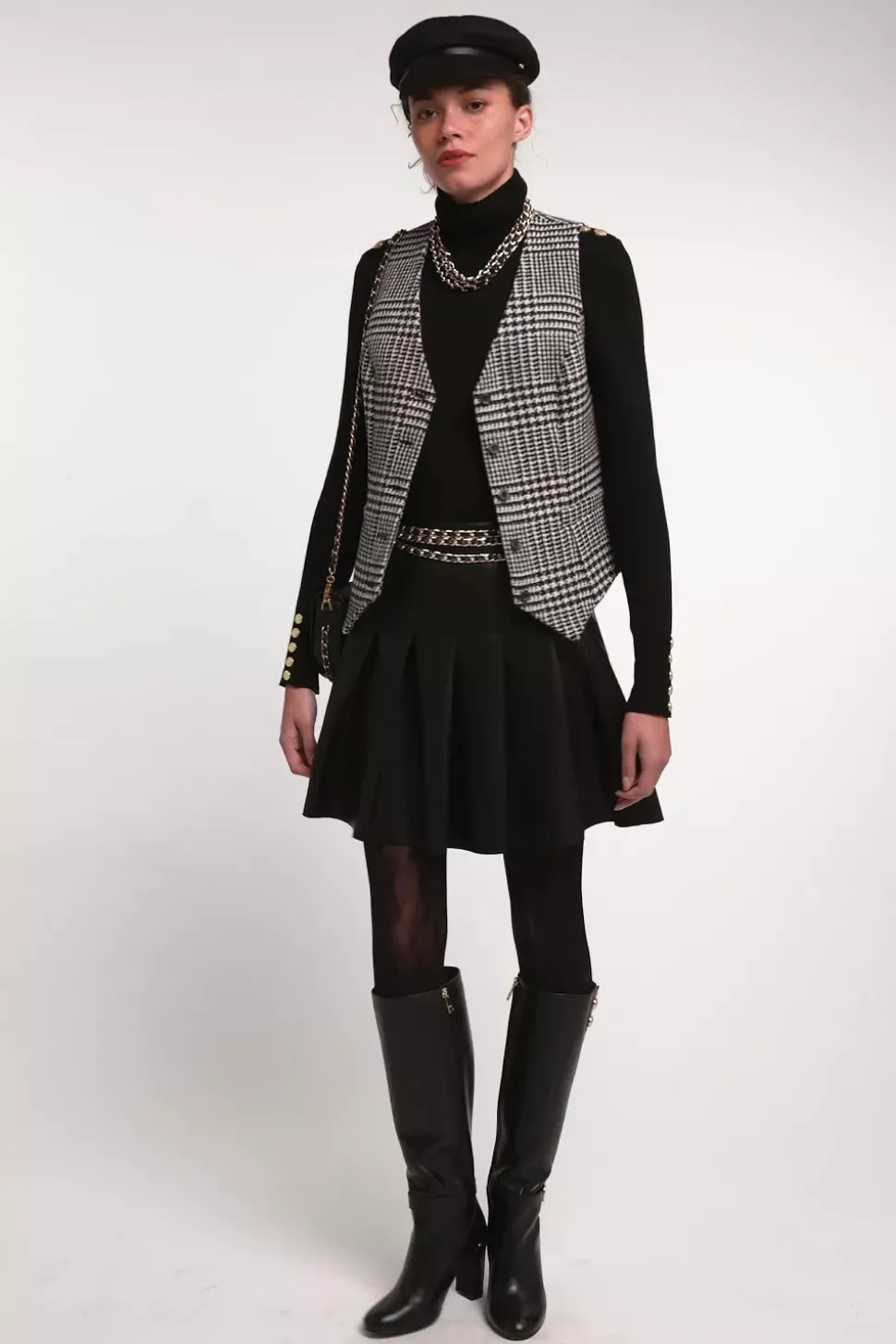 Faux Leather Pleated Mini Skirt