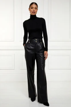 High Waisted Faux Leather Trouser