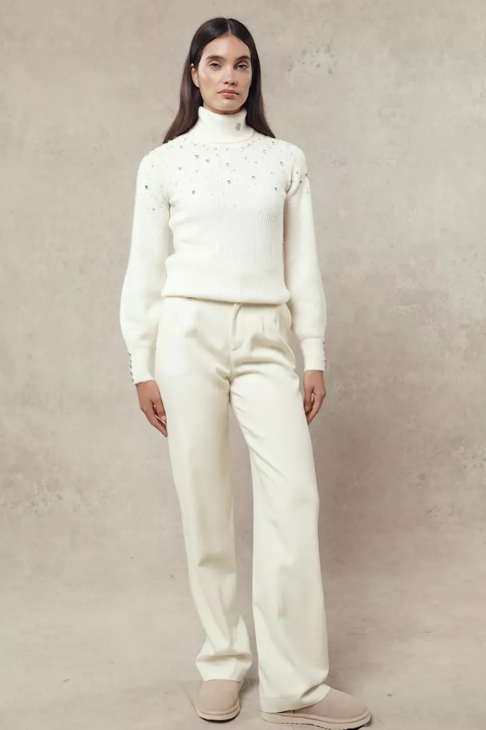 Kelsie Rib Embellished Roll Neck