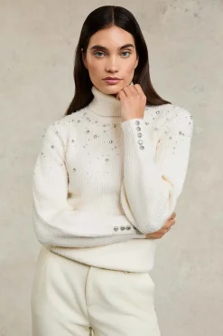 Kelsie Rib Embellished Roll Neck