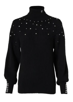 Kelsie Rib Embellished Roll Neck