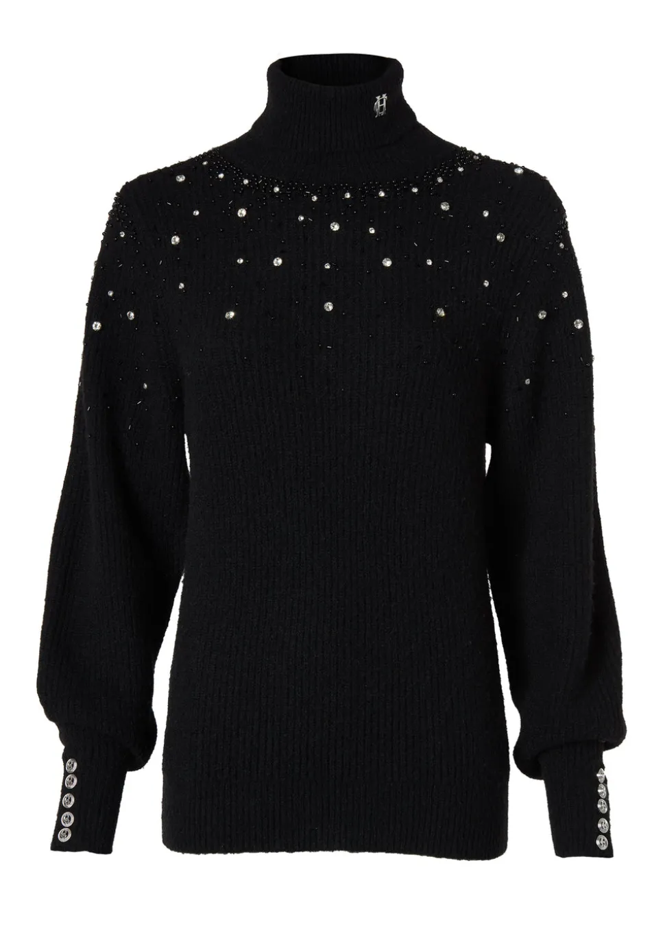 Kelsie Rib Embellished Roll Neck