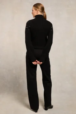 Kelsie Rib Embellished Roll Neck