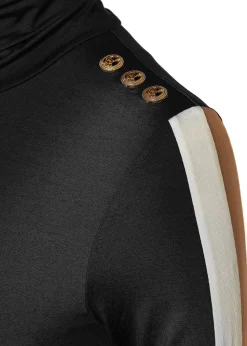 Panel Long Sleeve Roll Neck