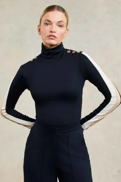 Panel Long Sleeve Roll Neck