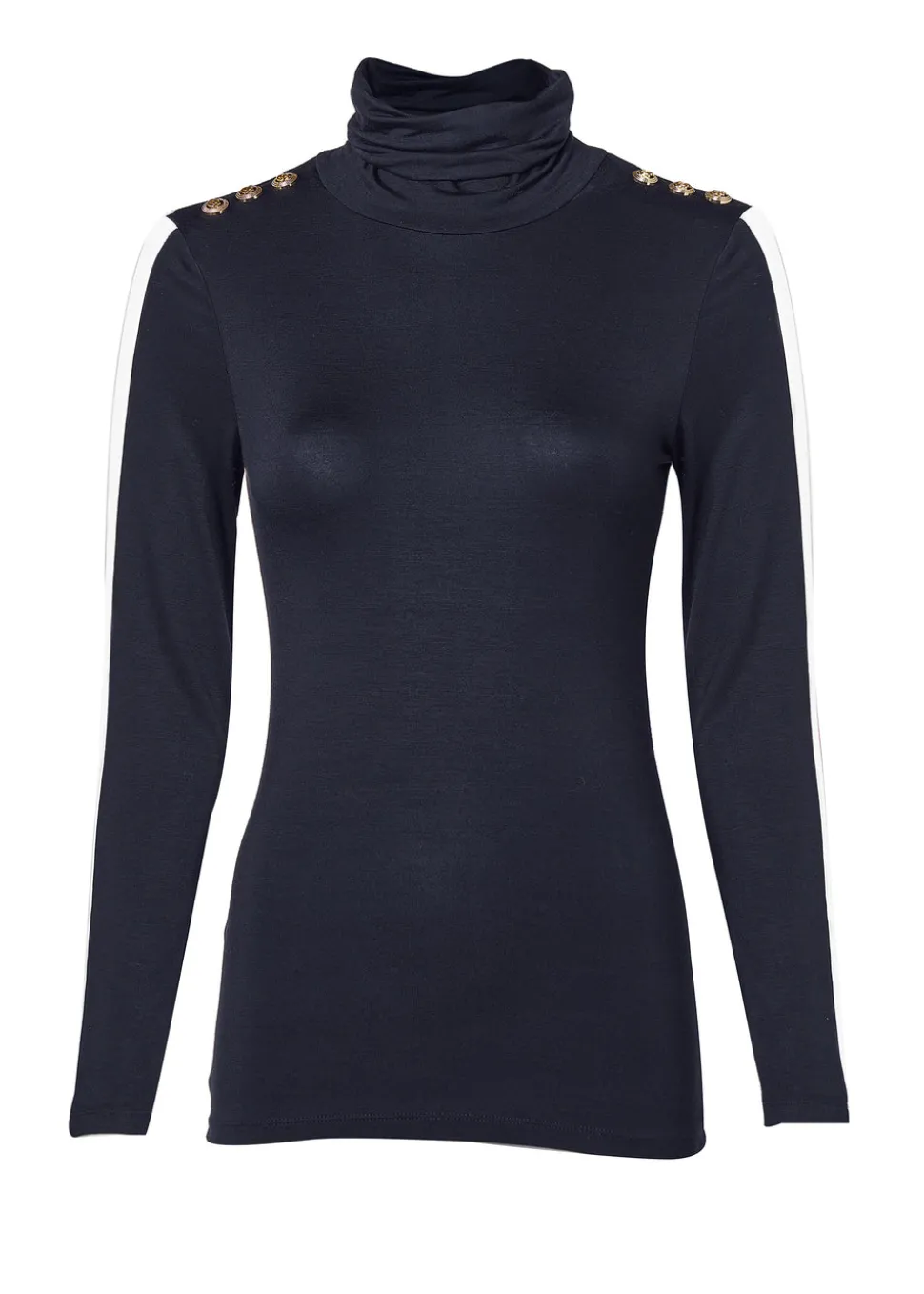 Panel Long Sleeve Roll Neck